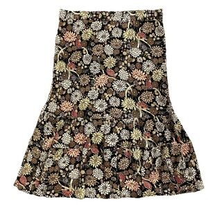 Bohemian Sag Harbor Brown Pull On Pleated Floral Skirt Women's Size Large